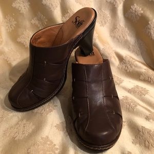 Sofft Brand Leather & Suede Comfort Clog Mules
